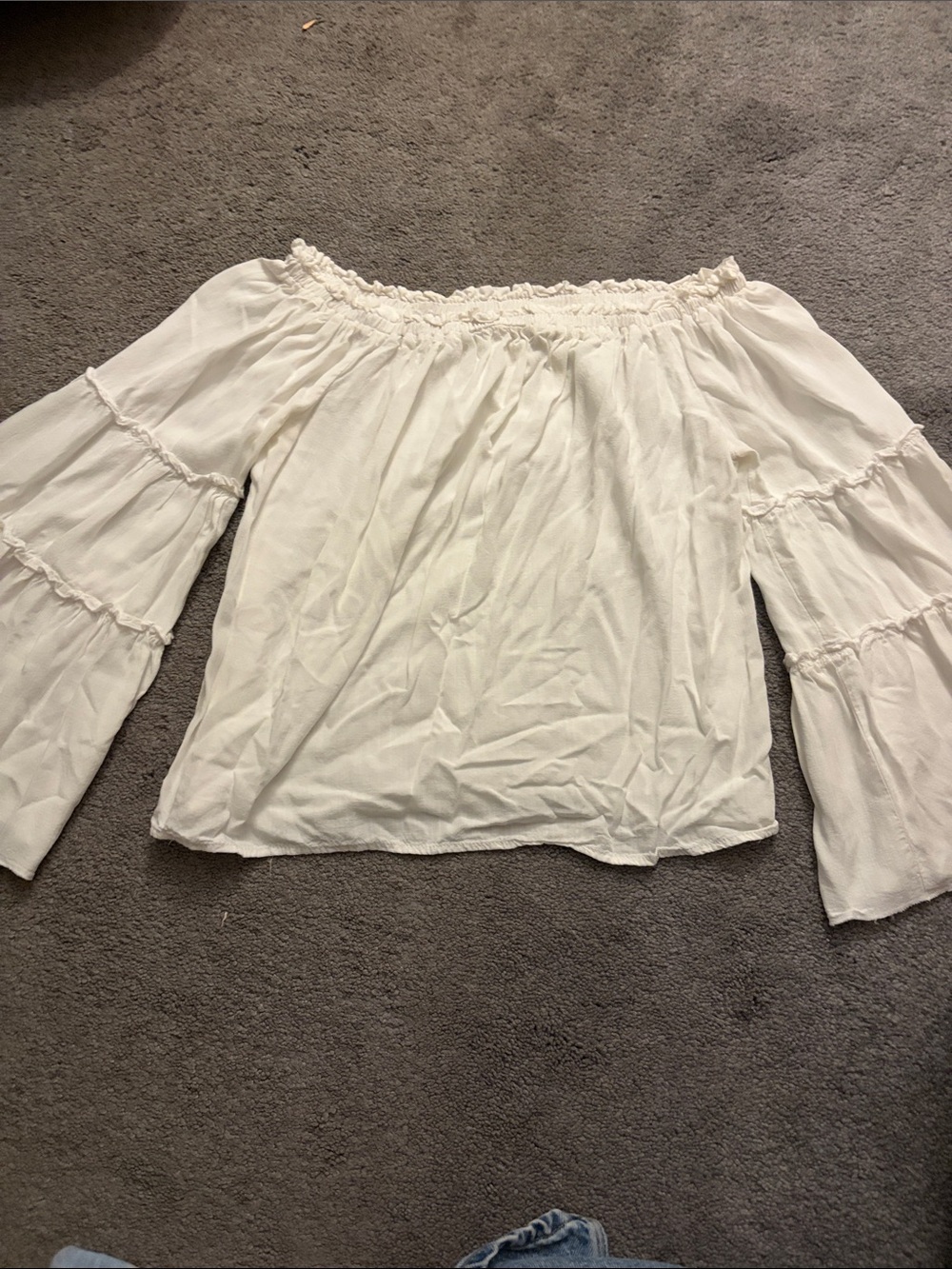 Off-Shoulder White Peasant Blouse
